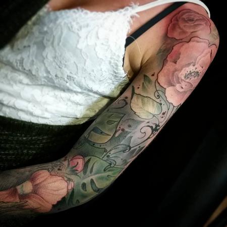Tattoos - Color flowers, lush jungle, fern sleeve, art nouveau, neo traditional Yorick Tattoo - 130907